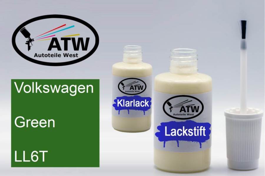 Volkswagen, Green, LL6T: 20ml Lackstift + 20ml Klarlack - Set, von ATW Autoteile West.