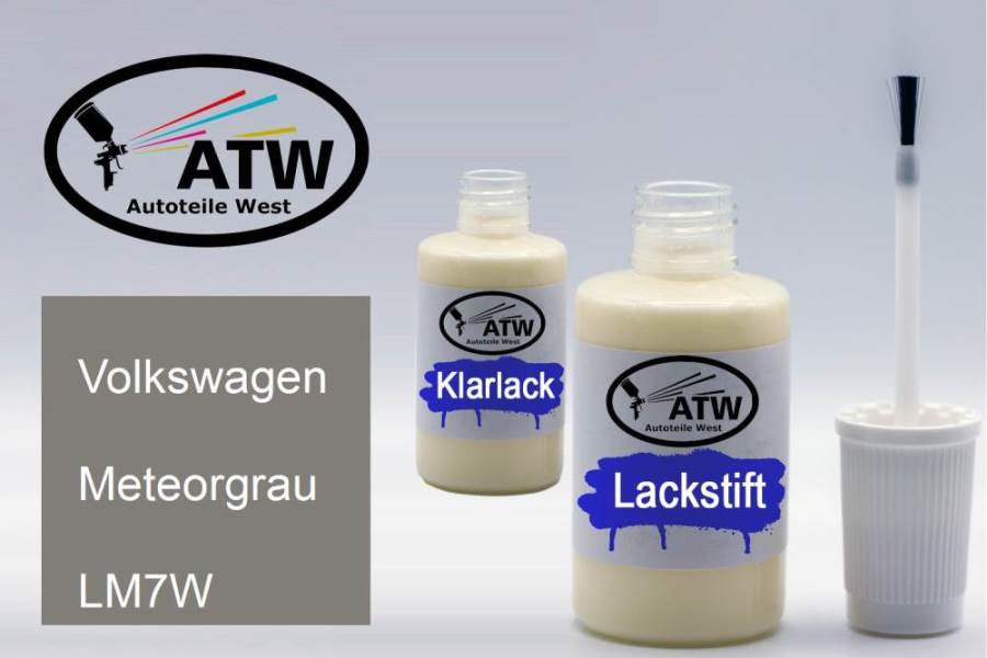 Volkswagen, Meteorgrau, LM7W: 20ml Lackstift + 20ml Klarlack - Set, von ATW Autoteile West.