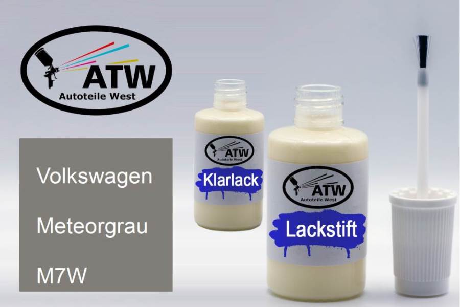 Volkswagen, Meteorgrau, M7W: 20ml Lackstift + 20ml Klarlack - Set, von ATW Autoteile West.
