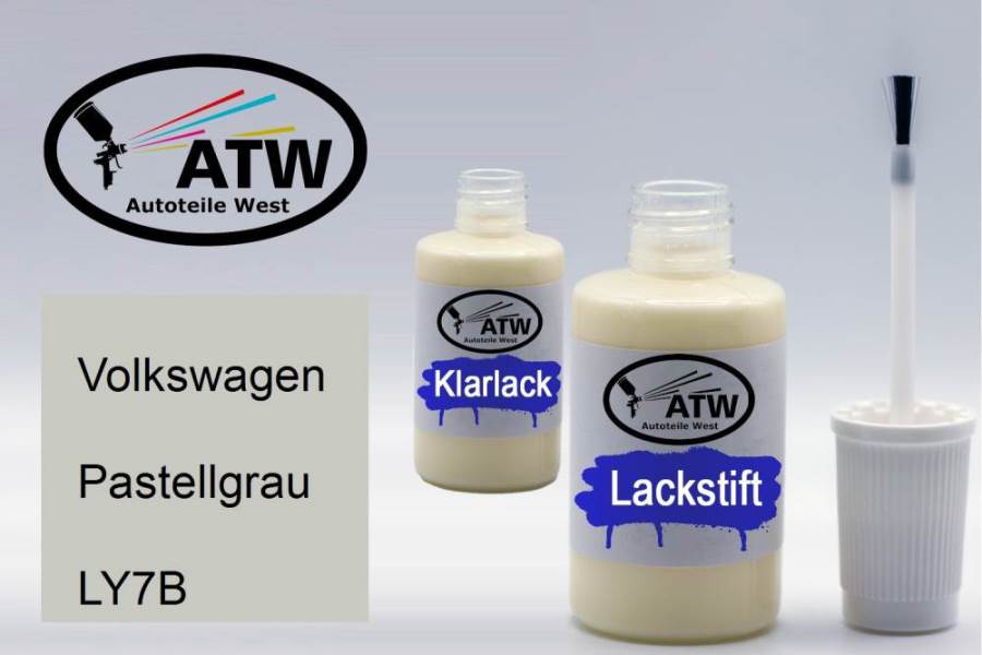Volkswagen, Pastellgrau, LY7B: 20ml Lackstift + 20ml Klarlack - Set, von ATW Autoteile West.