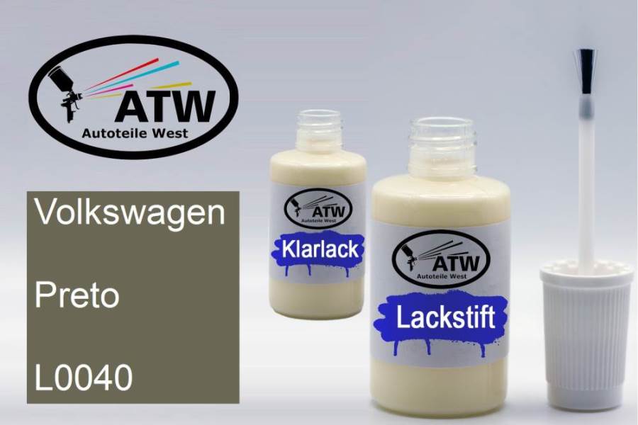 Volkswagen, Preto, L0040: 20ml Lackstift + 20ml Klarlack - Set, von ATW Autoteile West.