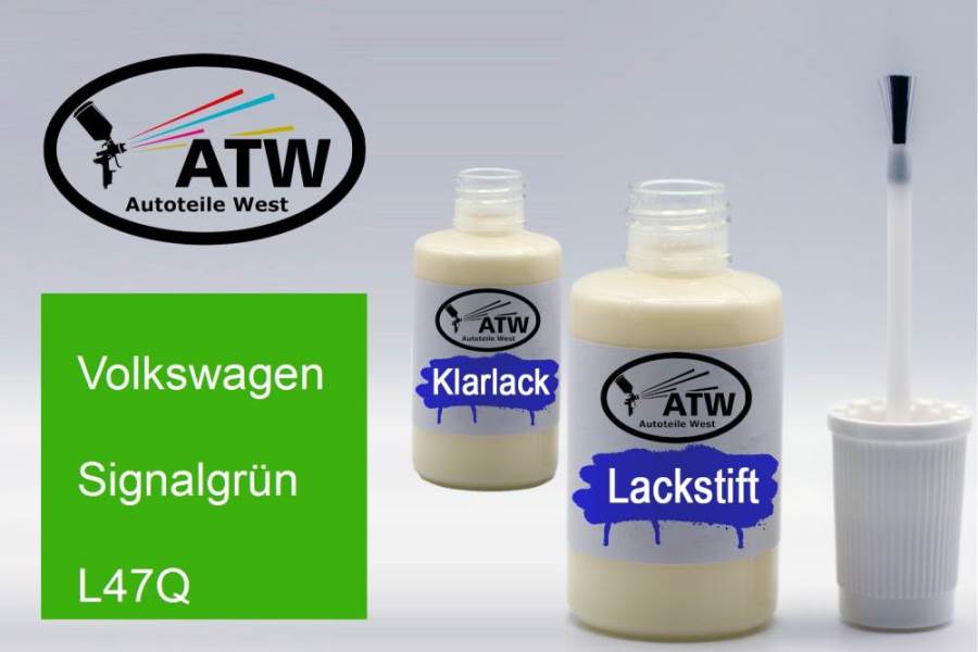 Volkswagen, Signalgrün, L47Q: 20ml Lackstift + 20ml Klarlack - Set, von ATW Autoteile West.