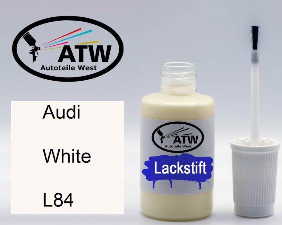 Audi, White, L84: 20ml Lackstift, von ATW Autoteile West.