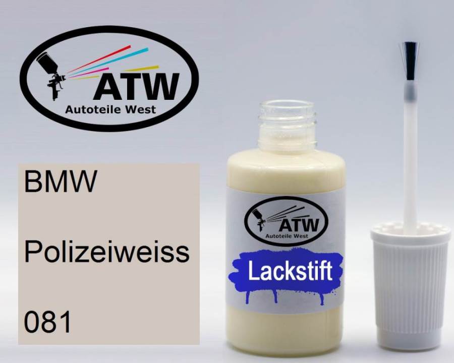 BMW, Polizeiweiss, 081: 20ml Lackstift, von ATW Autoteile West.