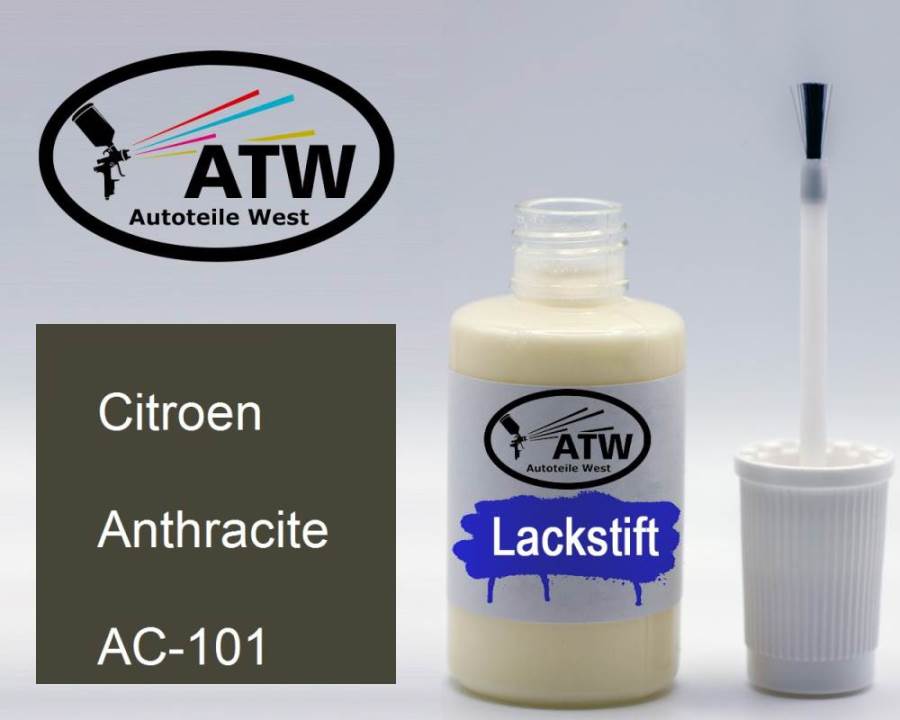 Citroen, Anthracite, AC-101: 20ml Lackstift, von ATW Autoteile West.