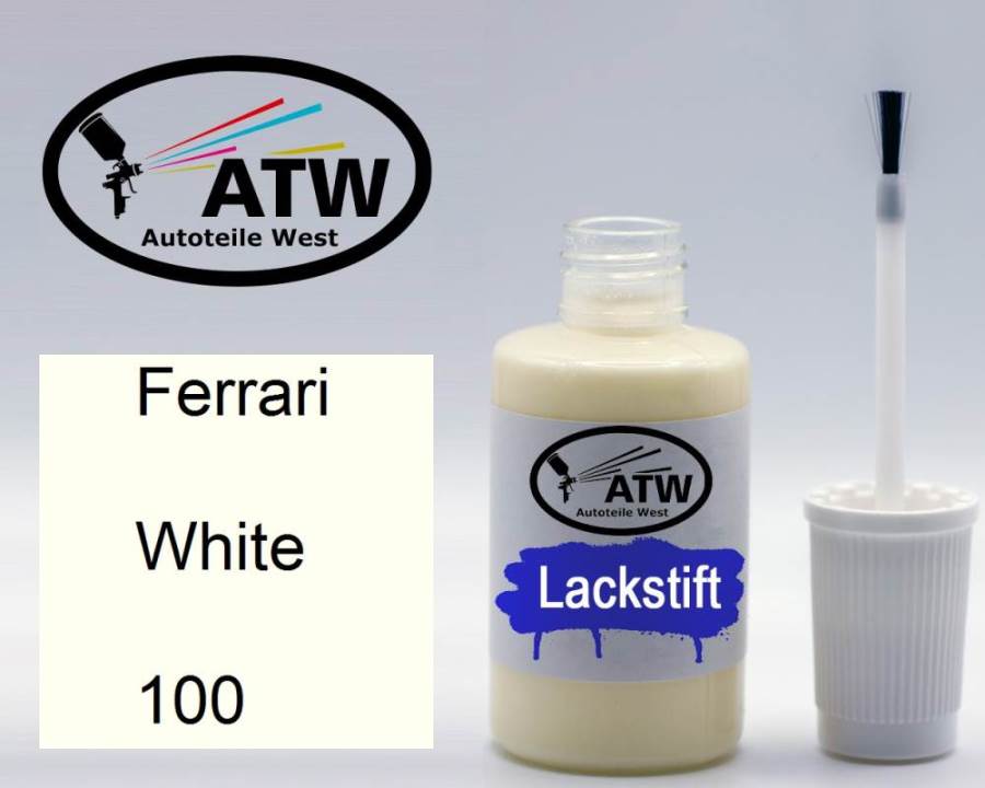 Ferrari, White, 100: 20ml Lackstift, von ATW Autoteile West.