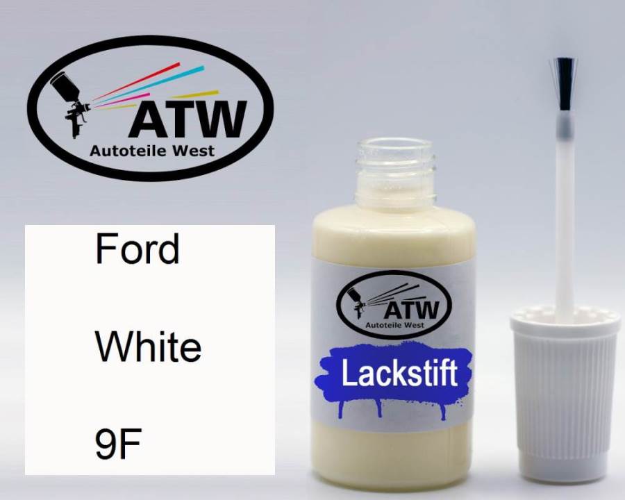 Ford, White, 9F: 20ml Lackstift, von ATW Autoteile West.