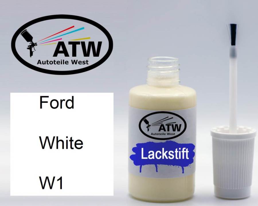Ford, White, W1: 20ml Lackstift, von ATW Autoteile West.
