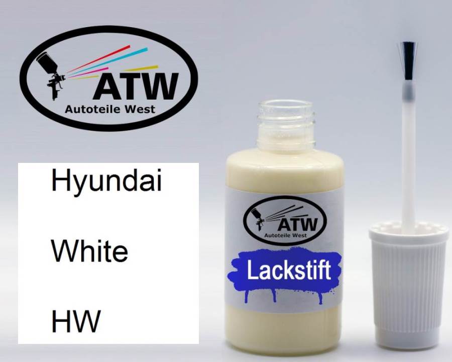 Hyundai, White, HW: 20ml Lackstift, von ATW Autoteile West.