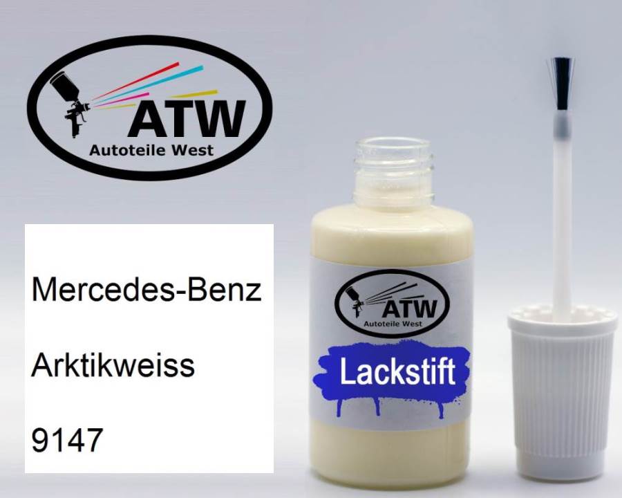 Mercedes-Benz, Arktikweiss, 9147: 20ml Lackstift, von ATW Autoteile West.