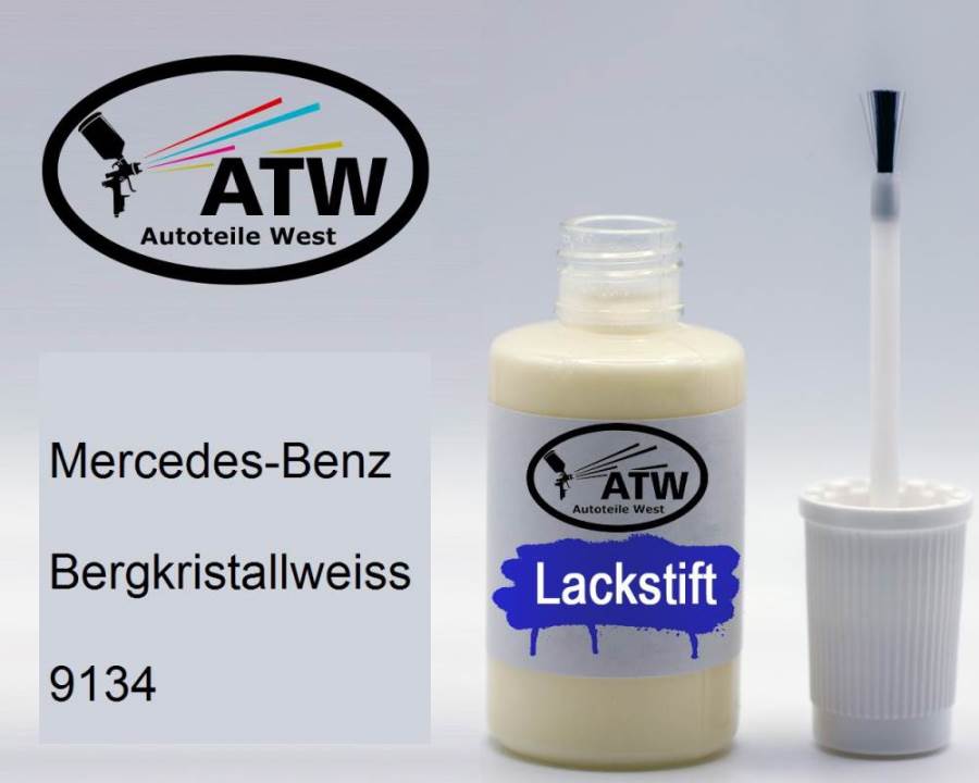 Mercedes-Benz, Bergkristallweiss, 9134: 20ml Lackstift, von ATW Autoteile West.