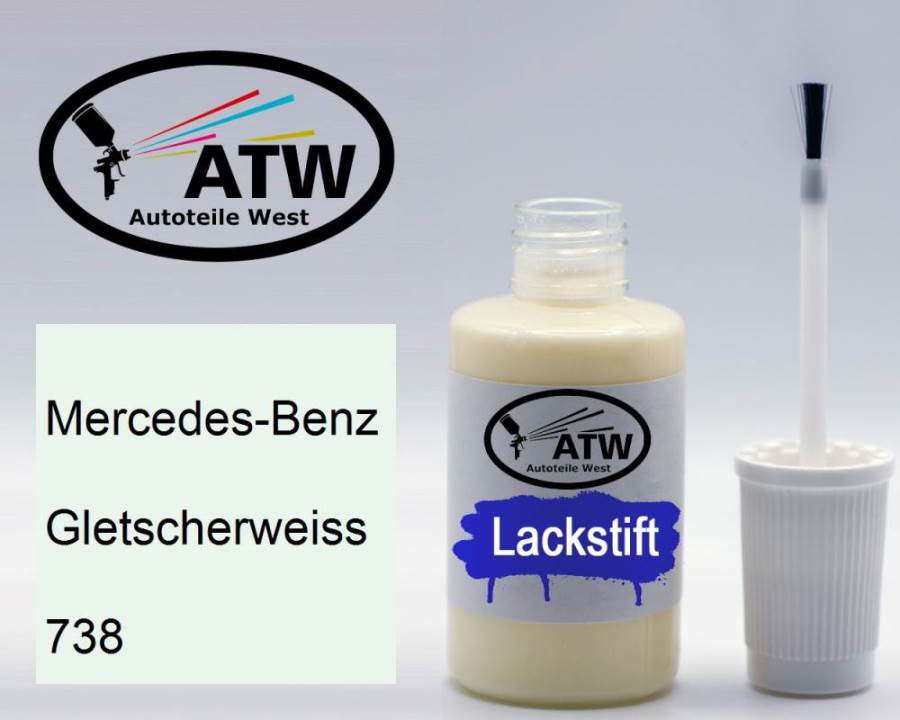 Mercedes-Benz, Gletscherweiss, 738: 20ml Lackstift, von ATW Autoteile West.