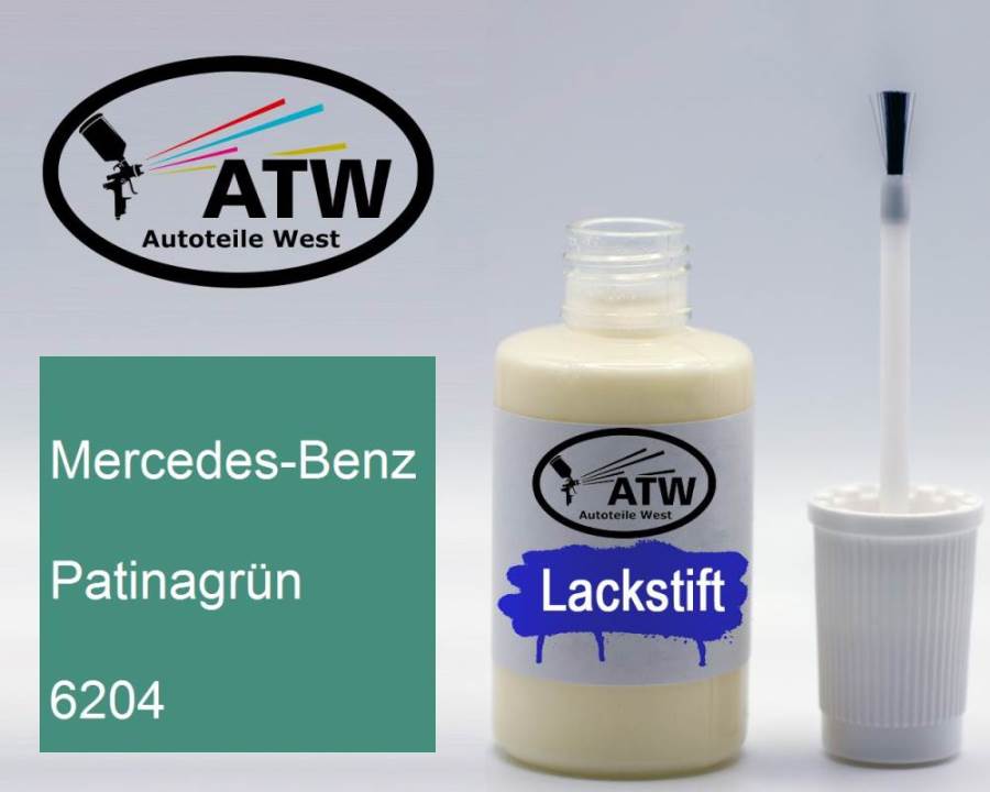 Mercedes-Benz, Patinagrün, 6204: 20ml Lackstift, von ATW Autoteile West.