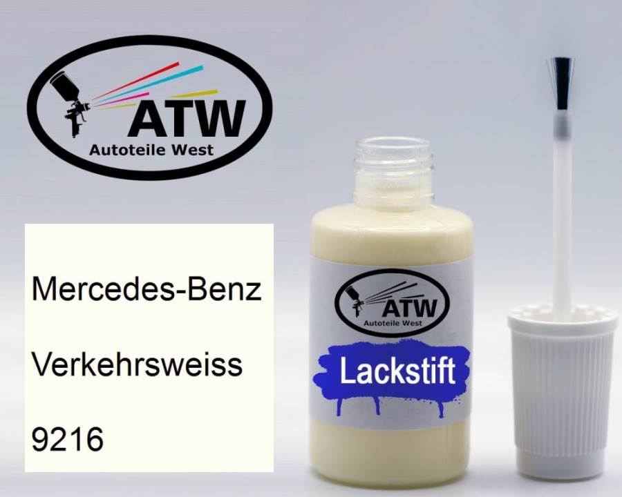 Mercedes-Benz, Verkehrsweiss, 9216: 20ml Lackstift, von ATW Autoteile West.