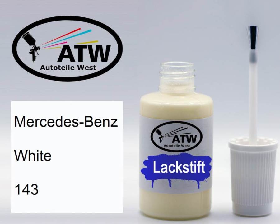 Mercedes-Benz, White, 143: 20ml Lackstift, von ATW Autoteile West.