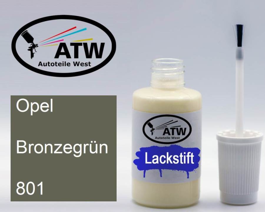 Opel, Bronzegrün, 801: 20ml Lackstift, von ATW Autoteile West.