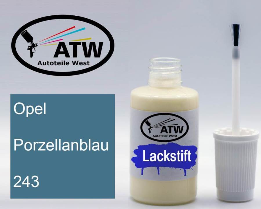 Opel, Porzellanblau, 243: 20ml Lackstift, von ATW Autoteile West.