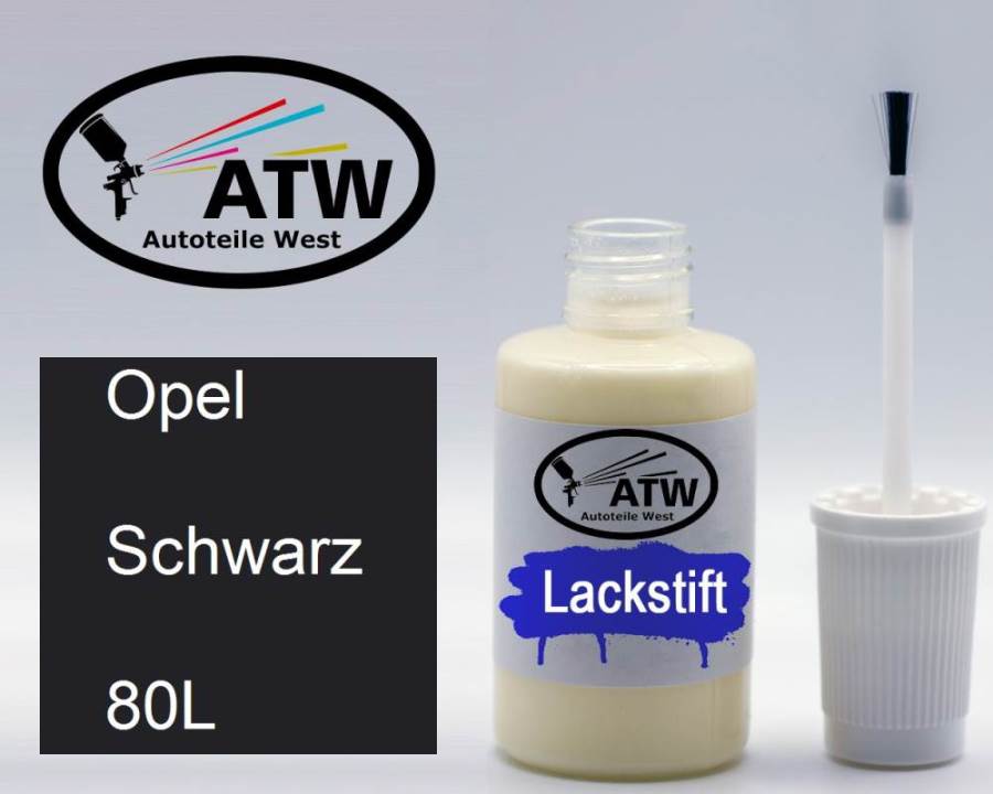 Opel, Schwarz, 80L: 20ml Lackstift, von ATW Autoteile West.