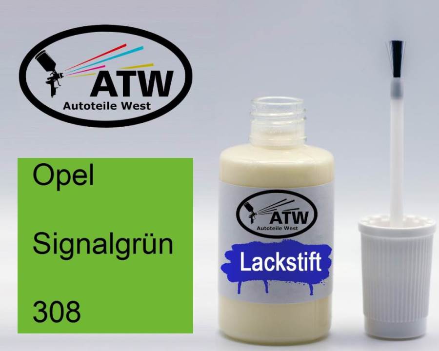 Opel, Signalgrün, 308: 20ml Lackstift, von ATW Autoteile West.