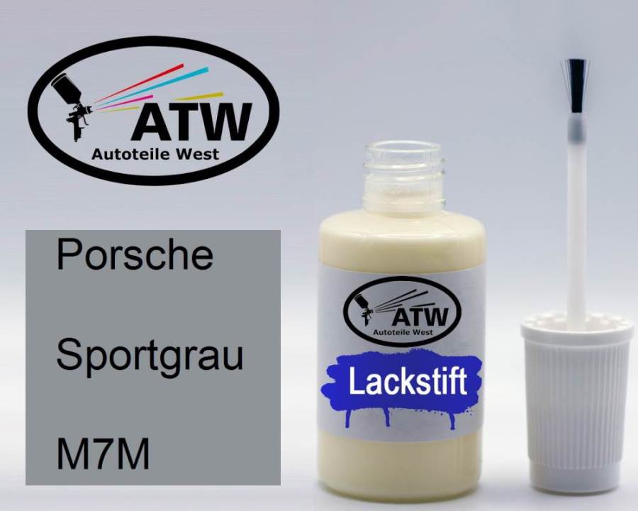 Porsche, Sportgrau, M7M: 20ml Lackstift, von ATW Autoteile West.