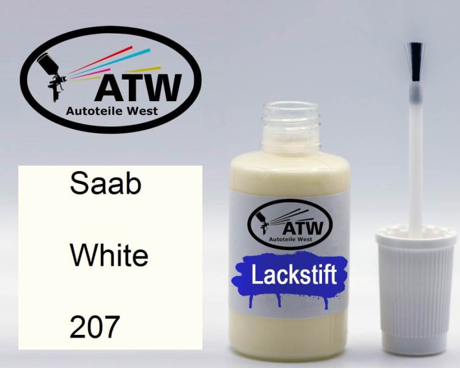 Saab, White, 207: 20ml Lackstift, von ATW Autoteile West.