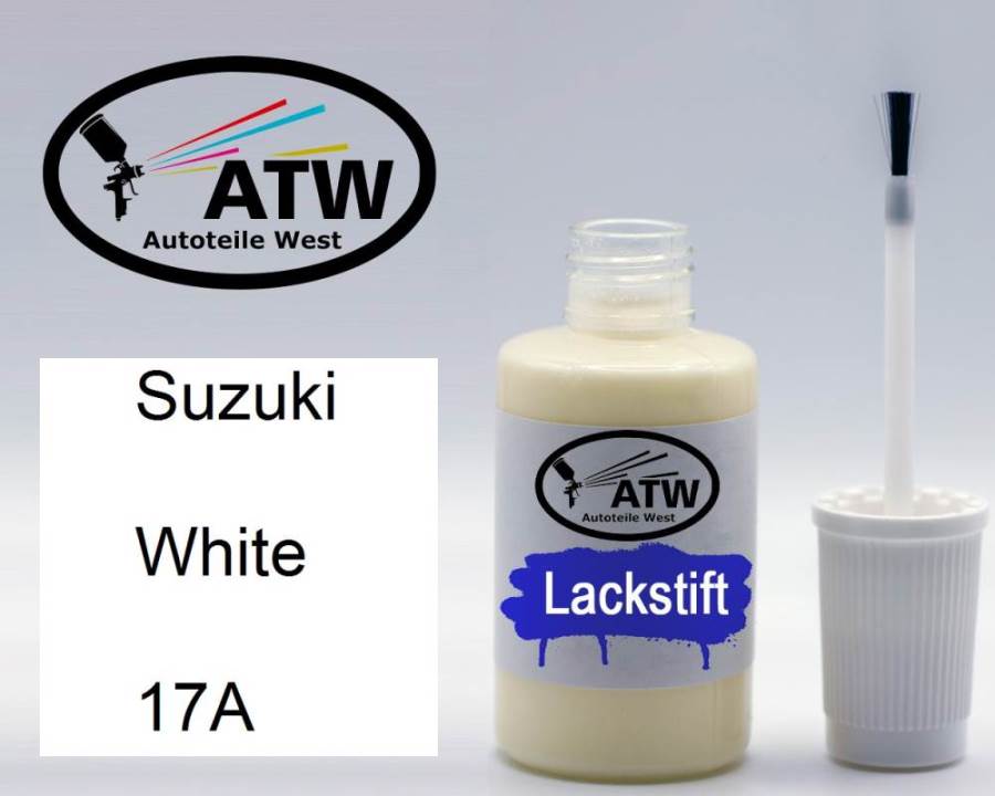 Suzuki, White, 17A: 20ml Lackstift, von ATW Autoteile West.