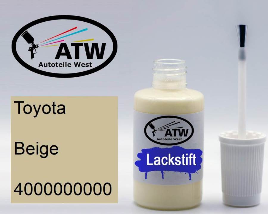 Toyota, Beige, 4000000000: 20ml Lackstift, von ATW Autoteile West.