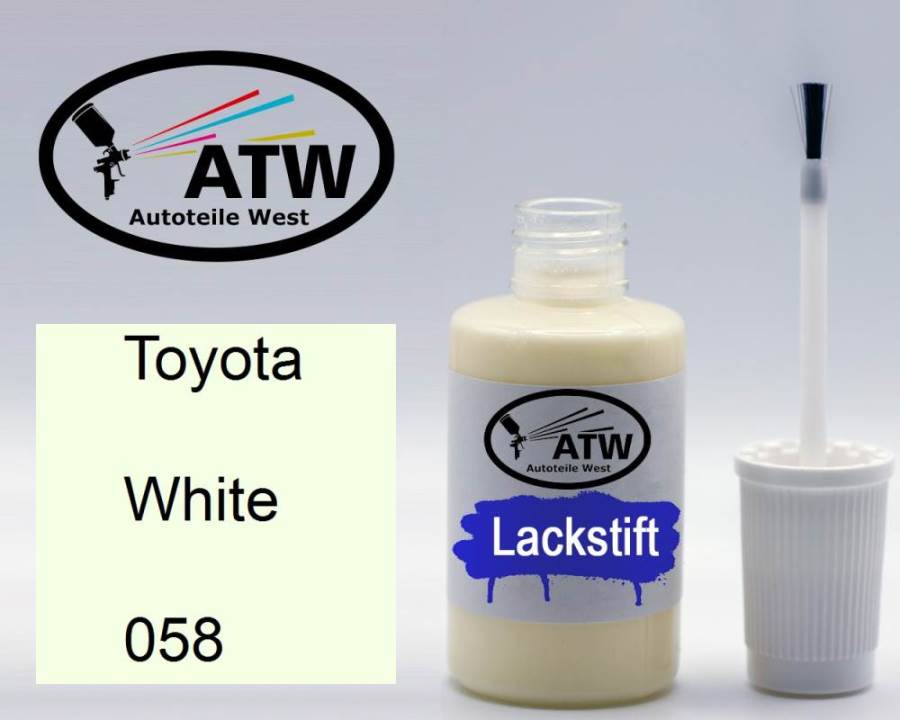 Toyota, White, 058: 20ml Lackstift, von ATW Autoteile West.