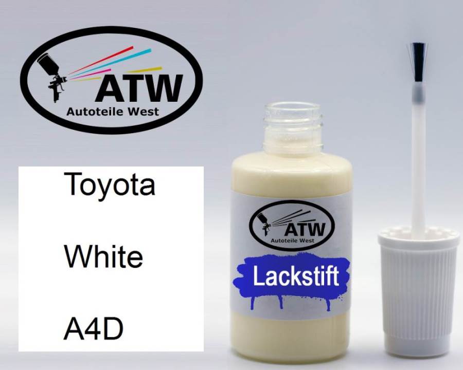 Toyota, White, A4D: 20ml Lackstift, von ATW Autoteile West.