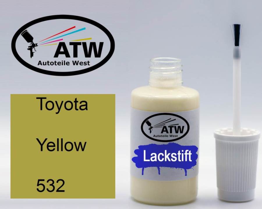 Toyota, Yellow, 532: 20ml Lackstift, von ATW Autoteile West.