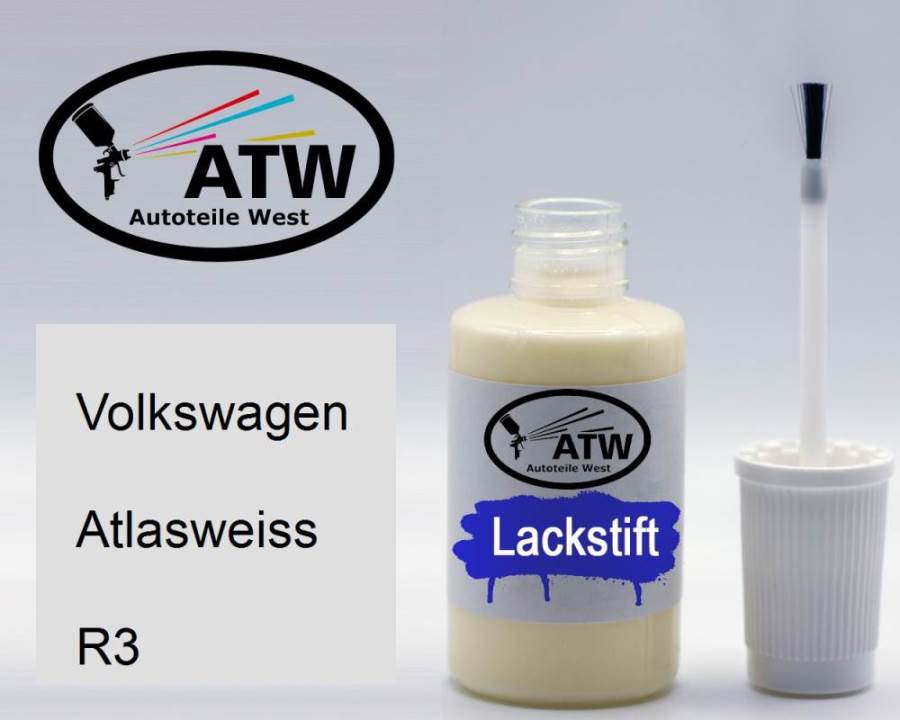 Volkswagen, Atlasweiss, R3: 20ml Lackstift, von ATW Autoteile West.