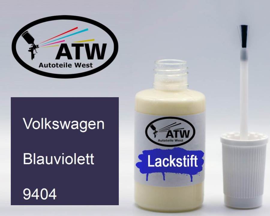 Volkswagen, Blauviolett, 9404: 20ml Lackstift, von ATW Autoteile West.