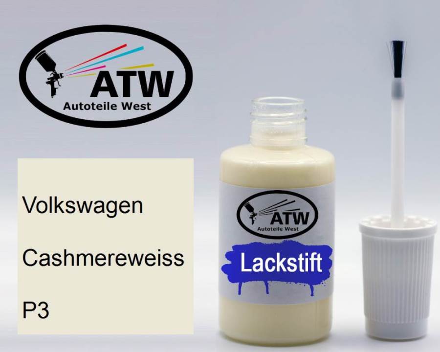 Volkswagen, Cashmereweiss, P3: 20ml Lackstift, von ATW Autoteile West.