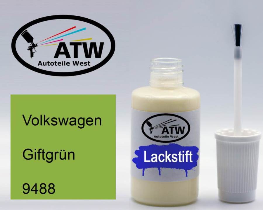 Volkswagen, Giftgrün, 9488: 20ml Lackstift, von ATW Autoteile West.