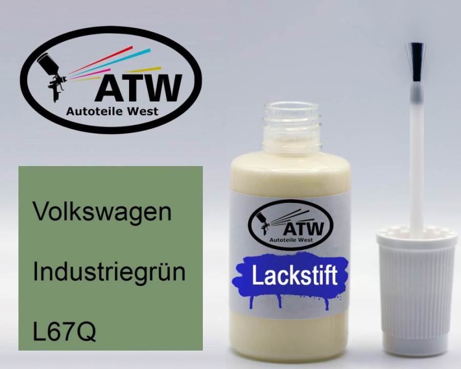 Volkswagen, Industriegrün, L67Q: 20ml Lackstift, von ATW Autoteile West.