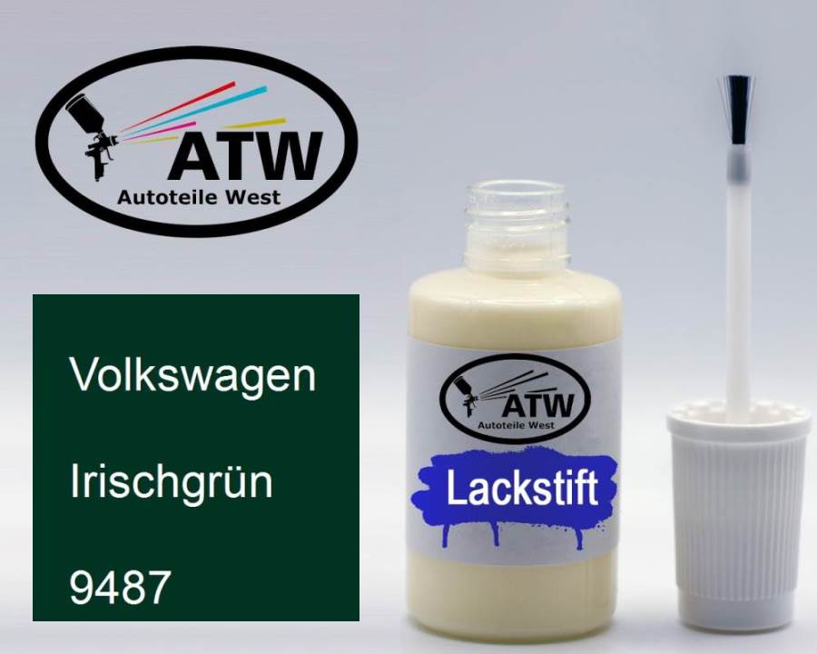 Volkswagen, Irischgrün, 9487: 20ml Lackstift, von ATW Autoteile West.