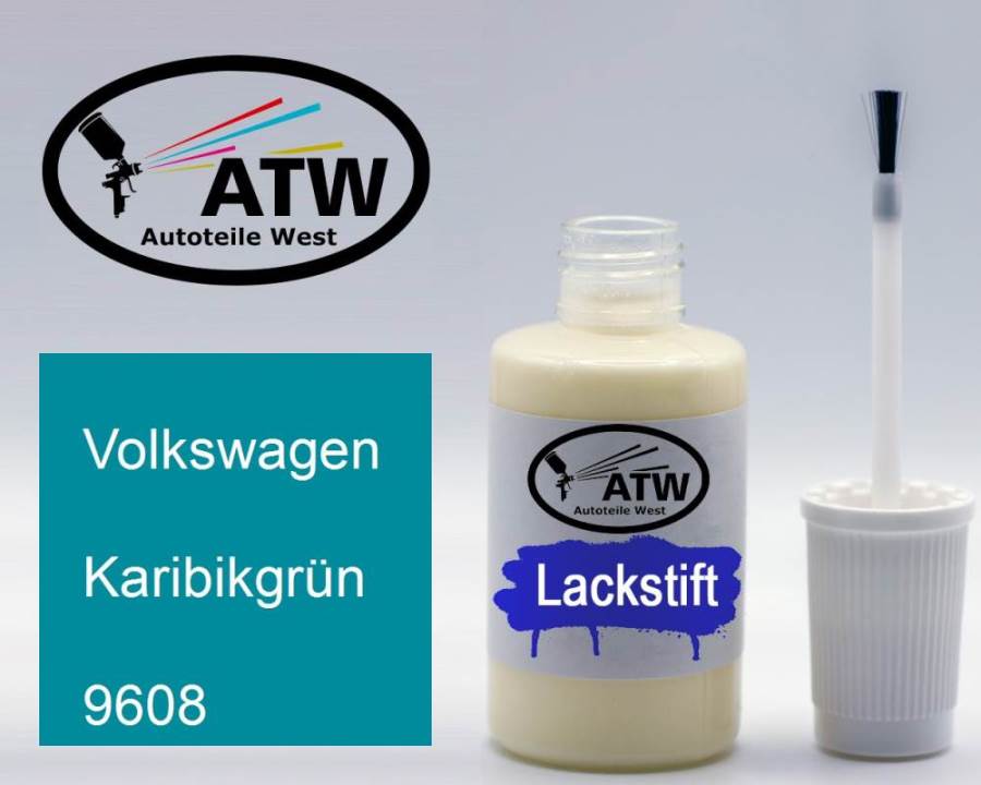 Volkswagen, Karibikgrün, 9608: 20ml Lackstift, von ATW Autoteile West.