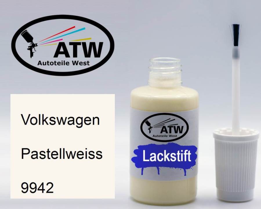 Volkswagen, Pastellweiss, 9942: 20ml Lackstift, von ATW Autoteile West.