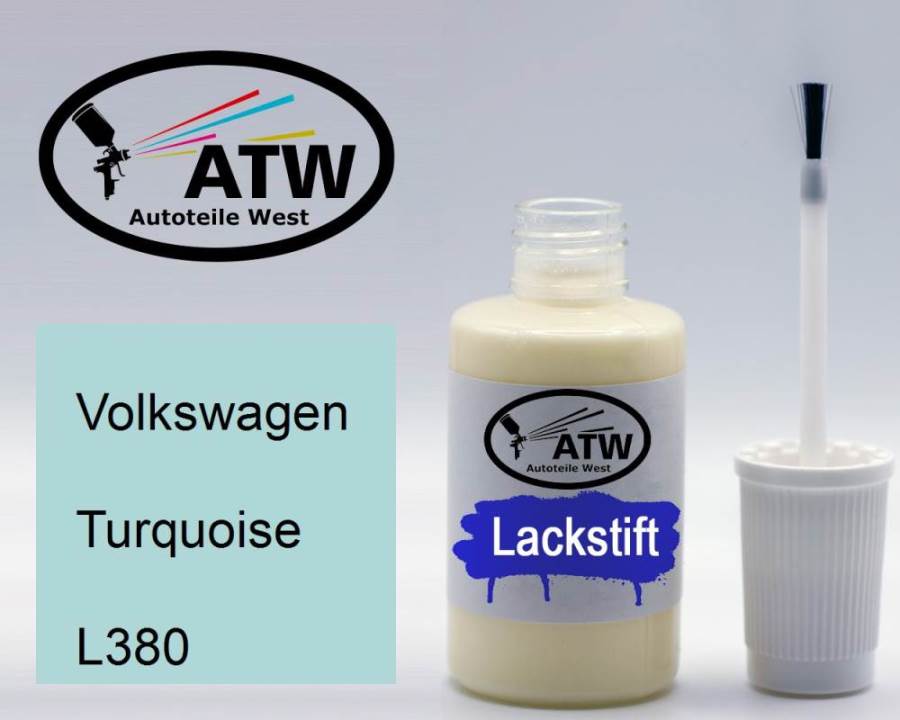 Volkswagen, Turquoise, L380: 20ml Lackstift, von ATW Autoteile West.