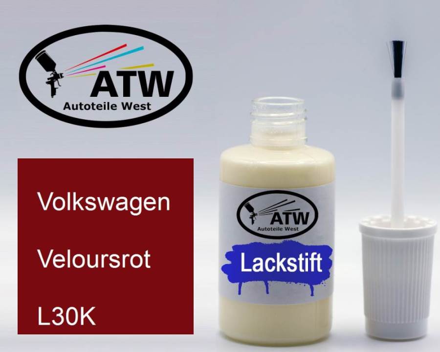 Volkswagen, Veloursrot, L30K: 20ml Lackstift, von ATW Autoteile West.