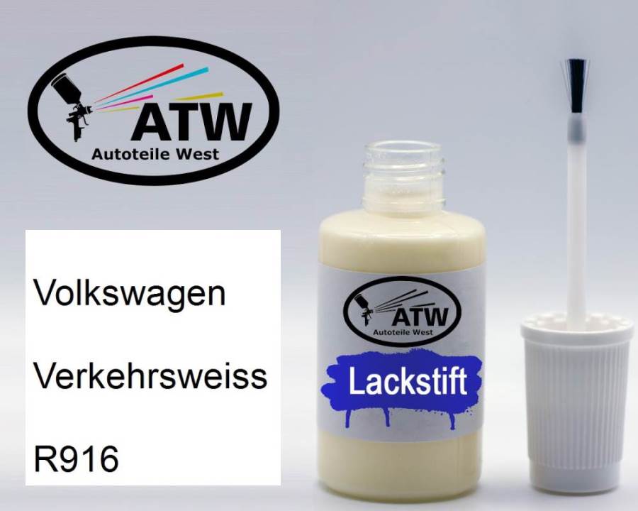 Volkswagen, Verkehrsweiss, R916: 20ml Lackstift, von ATW Autoteile West.