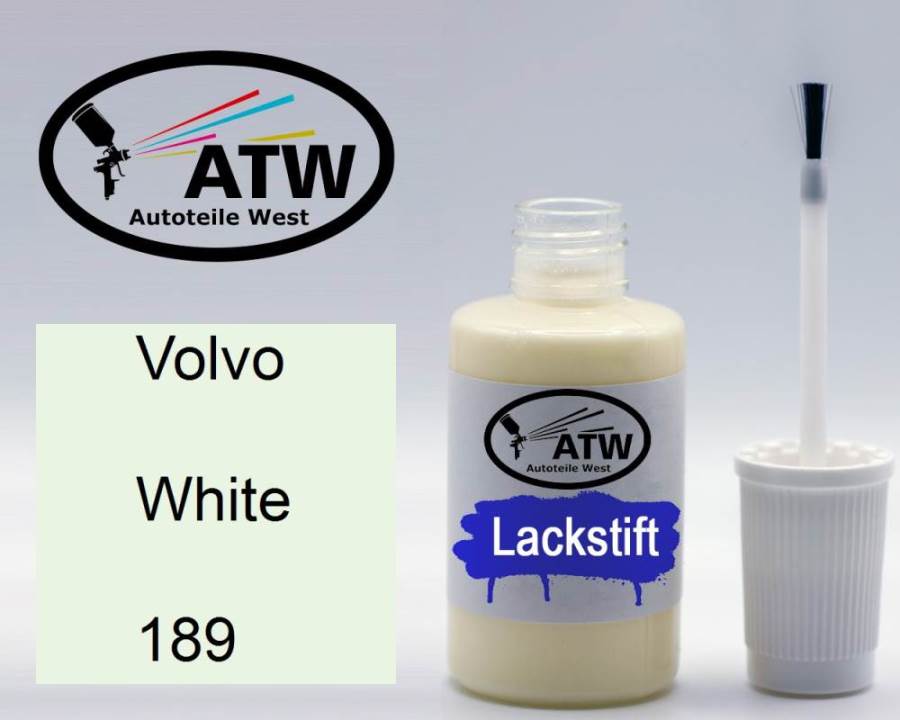 Volvo, White, 189: 20ml Lackstift, von ATW Autoteile West.