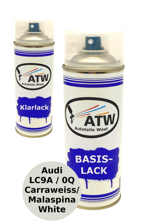 Autolack für Audi LC9A / 0Q Carraweiss / Malaspina White+400ml Klarlack Set