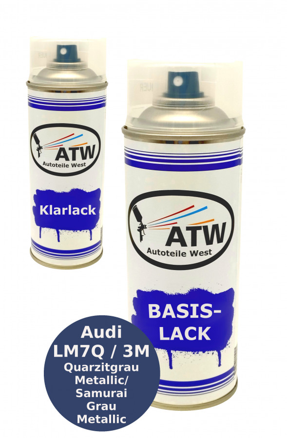 Autolack für Audi LM7Q / 3M Quarzitgrau Metallic / Samurai Grau Metallic+400ml Klarlack Set