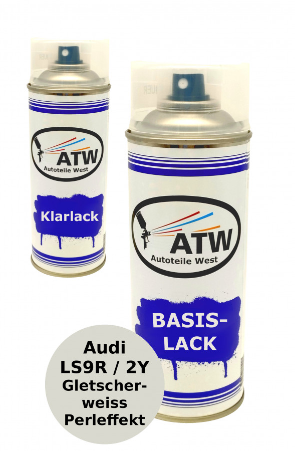 Autolack für Audi LS9R / 2Y Gletscherweiss Perleffekt+400ml Klarlack Set