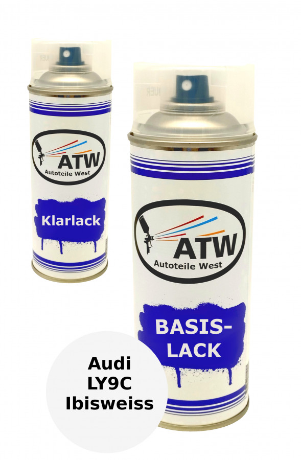 Autolack für Audi LY9C Ibisweiss +400ml Klarlack Set