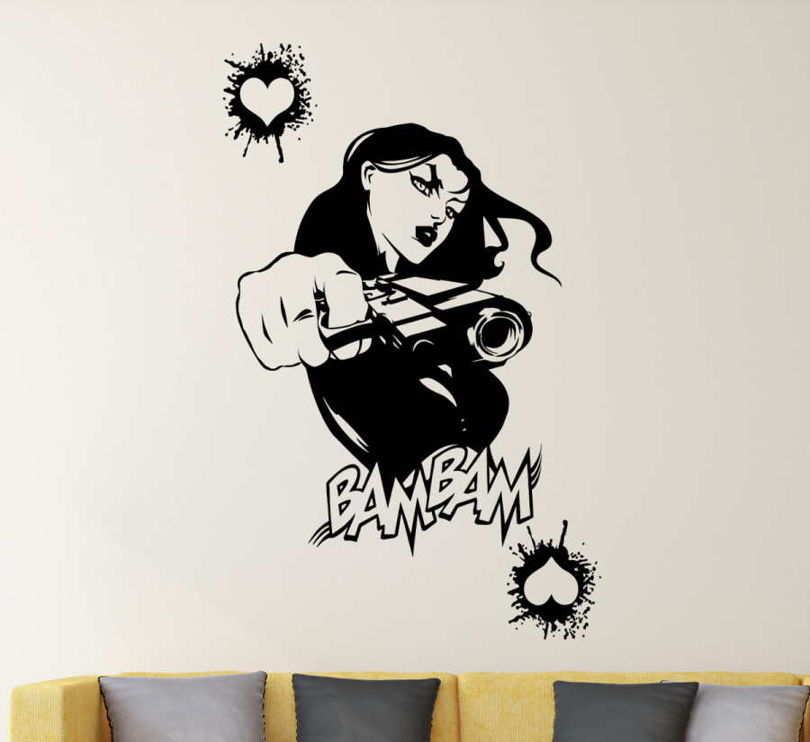 Wandtattoo Bam Bam Sexy Pistole