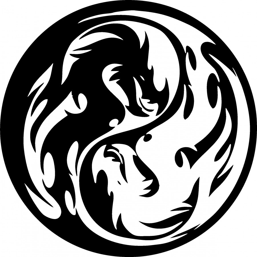 Aufkleber Yin & Yang Dragon